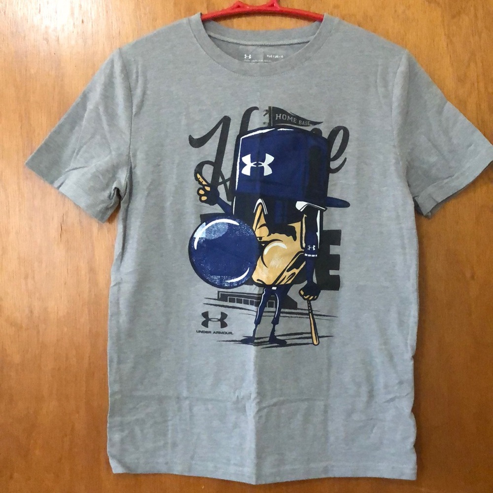 Under Armour HeatGear Home Base Basement Youth Boys T-Shirt Size L Large in Gray